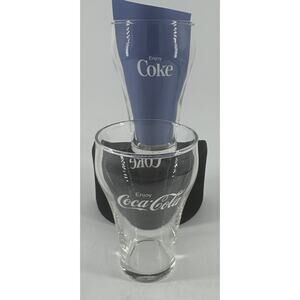 2 Vintage Enjoy Coca-Cola Classic Bell Shaped 5” Drinking Glasses Clear